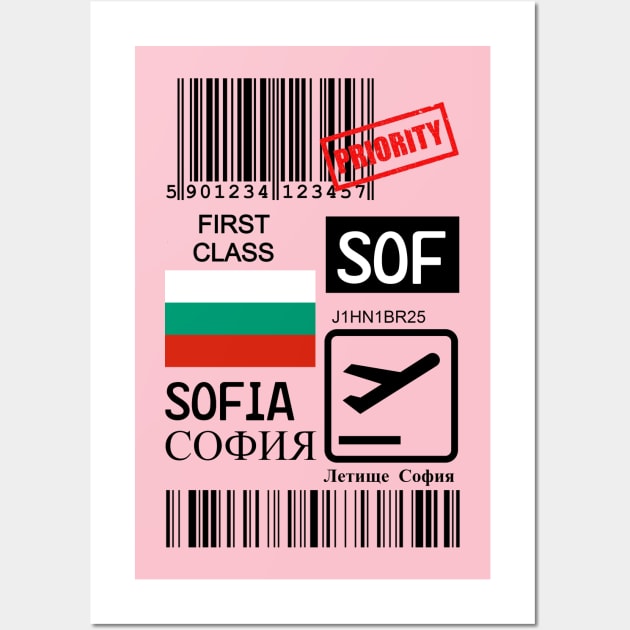 Sofia Bulgaria travel ticket Wall Art by Travellers